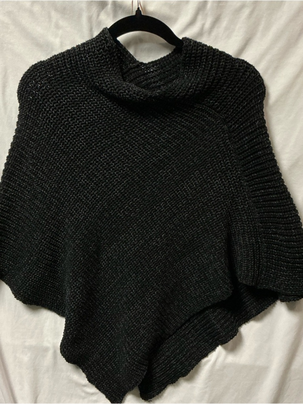 Love Your Melon Black Knit Poncho with Turtleneck
